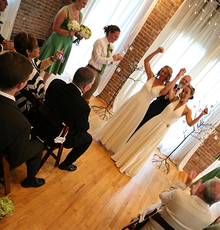 NYC Wedding Couple with Officiant